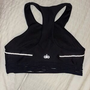 ALO Yoga Black Sports Bra with White Accents